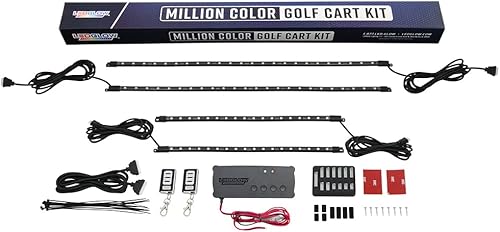 Miniatura 7 de LEDGlow Kit de iluminación de neón para carrito de golf eléctrico de 4 plazas, 4 unidades, LED de millones de colores, 12 V-72 V, compatible con