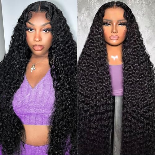 FIRIEYA 13x6 Deep Wave Lace Front Wigs Human Hair 200 Density 26 Inch