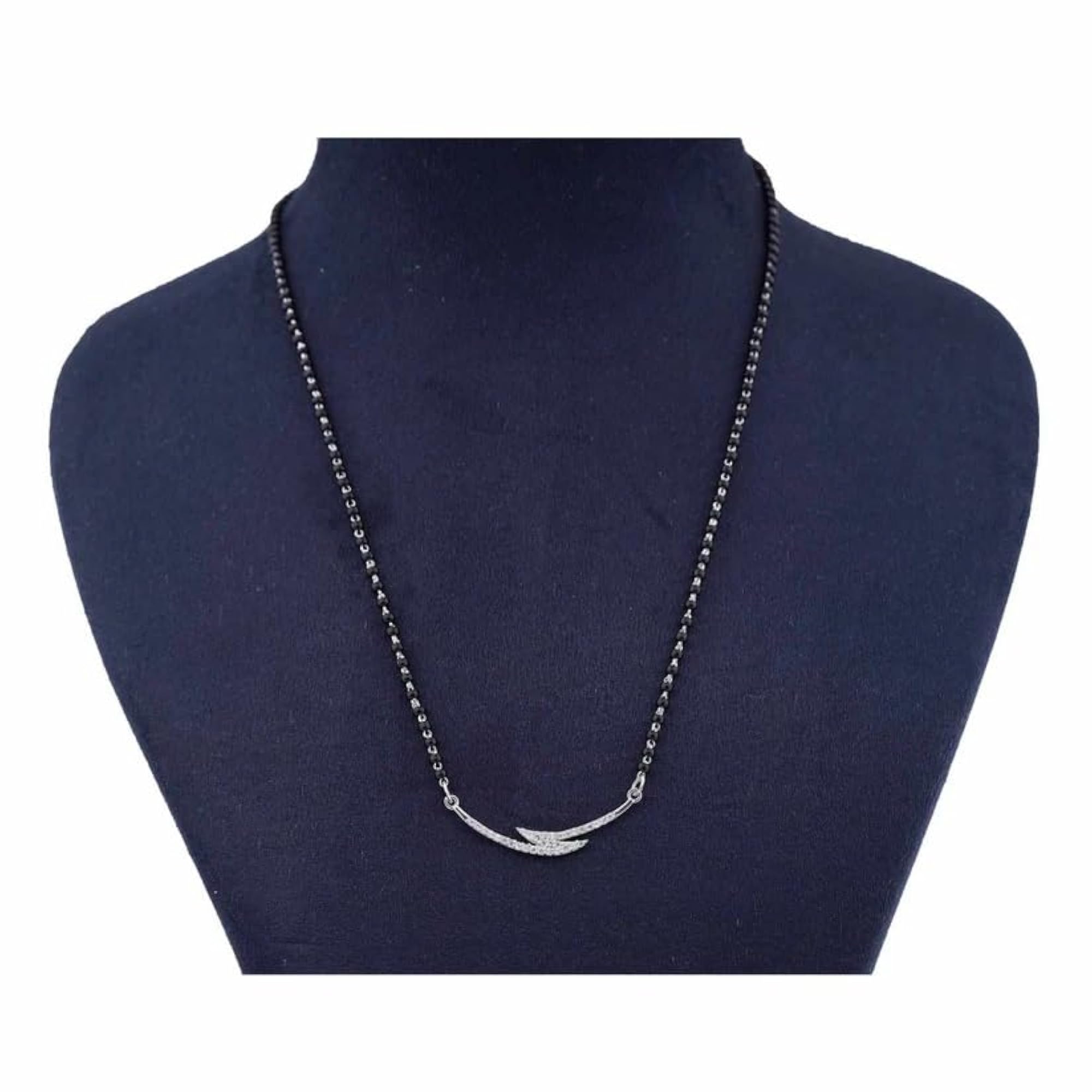 Women's 925 Sterling Silver Contemporary Diamond Mangalsutra