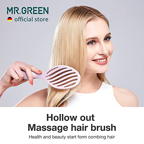 MR.GREEN Nylon Hollow Out Hair Brush Hair Styling Detangler Scalp Massage Comb Quick Dry Detangling Tool for Wet and Dry Curly Hair (Pink) - Image 2