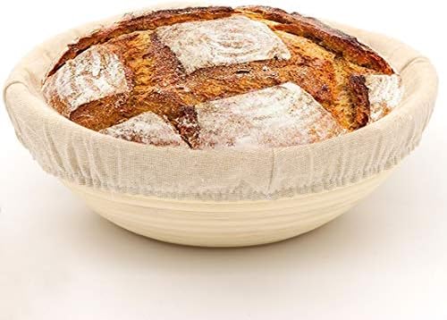 10 Inch Round Bread Banneton Proofing Basket for Sourdough, Rising Dough Baking Bowl with Linen Liner, Great Gifts for Sourdough Starter and Making Artisan Homemade Bread, NO Proofing kit