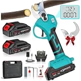 Secateur Electrique Sans Fil 21V, Secateur de Jardin Moteur Sans Balais avec Batterie 2,0Ah, MAX 35mm, Lame SK5，Coupe Branche Electrique le jardinage, les Arbres Fruitiers et le Vignoble