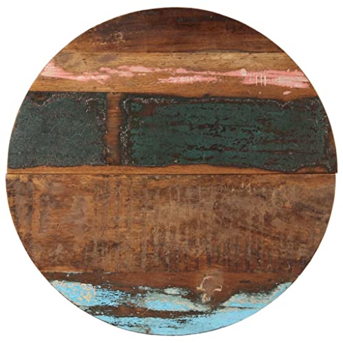Plateau de table rond 70 cm bois recyclé massif pour table basse rustique
