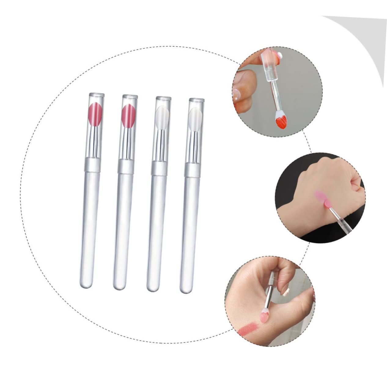 NULYLU Convenient Lip Brush Set 4 Pcs Silicone Lip Applicators Reusable Non-scratch Easy to Clean for Daily Lipstick Application