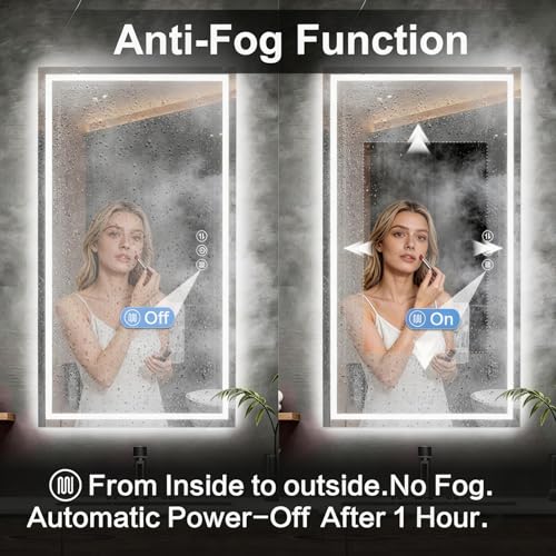 Image of 55 inchx 36 inch LED Bathroom Mirror with Lights, Backlit & Front Lit, Stepless Dimmable, Anti-Fog, 3 Colors, Lighted Bathroom Vanity Mirror for Wall, Tempered Glass, Memory Function, ETL Listed