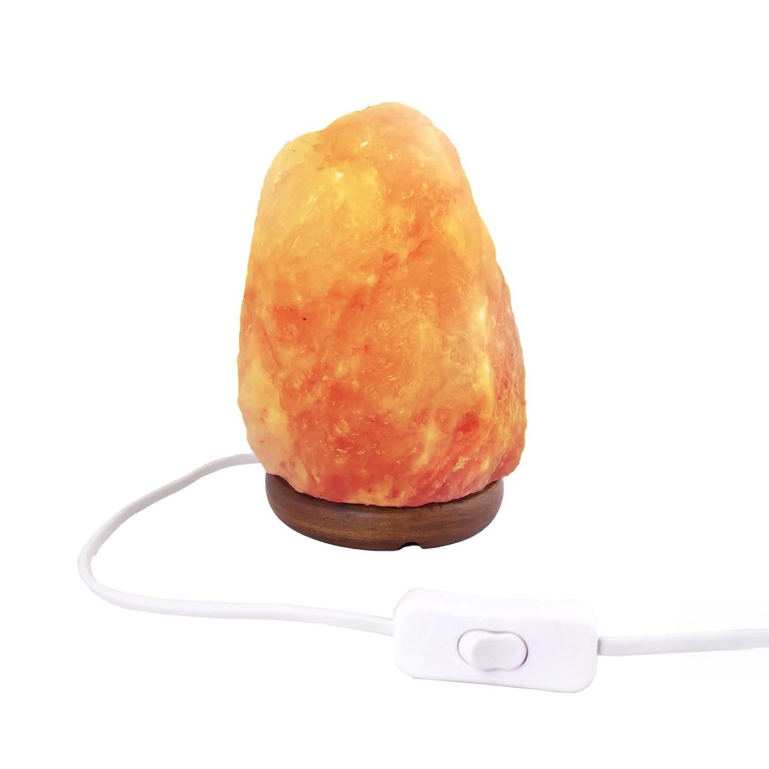 Avilia Lampada di Sale Rosa dell'Himalaya 100% Naturale 1,5-2 Kg - Base in Legno e Lampadina 15W Inclusa - Purificatore d'Aria a Ioni Negativi - Luce Notturna Rilassante per Camera, Studio e Ufficio