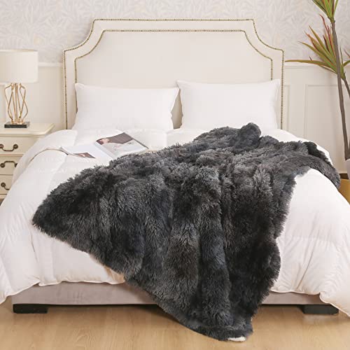 EMME Faux Fur Blanket, Super Soft, Thick and Elegant, Fluffy Microfiber Fleece Blanket, Warm Cozy Reversible Throw - Image 2