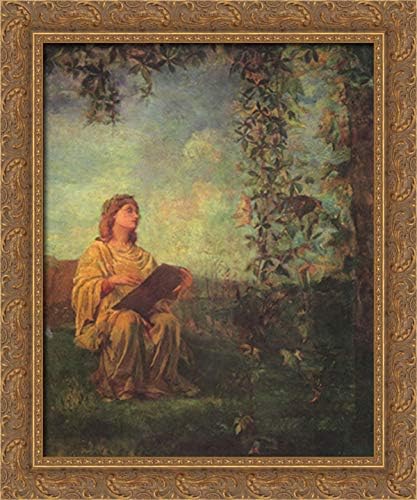 Decorative Panel, Seated Figure In Yellow 20x24 Gold Ornate Wood Framed Canvas Art by John LaFarge