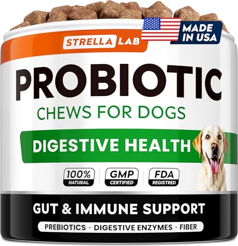 STRELLALAB Dog Probiotics for Digestive Health & Enzymes - Diarrhea, Gas, Upset Stomach Relief &...