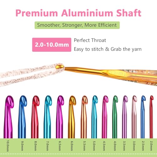 Image of Katech 8.0mm Crochet Hook for Arthritic Hands, Long Aluminum Inline Hooks