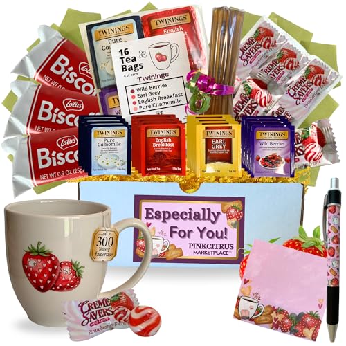 Tea Cookie and Honey Gift Set Sampler Basket with Candy Care Pack...