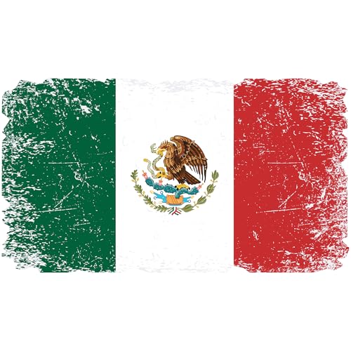Stickios Mexico Car Sticker - Distressed Mexican National Flag Vinyl Decal for Cars Trucks & Vehicle Windows - Made in USA (5.7 x 3.2 inches)