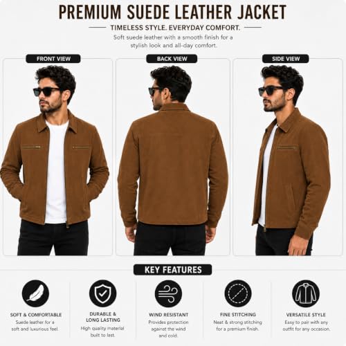 Kesele Men's Brown Suede Jacket M - Image 6
