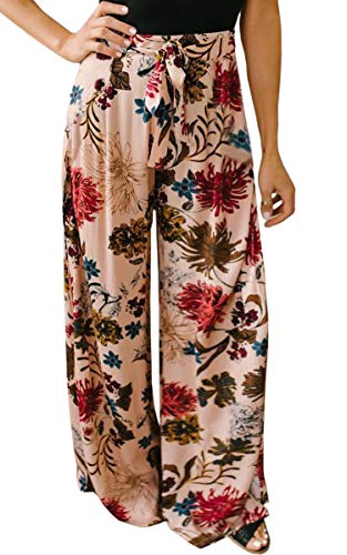 Ecowish women's casual floral print belted summer beach high wais…