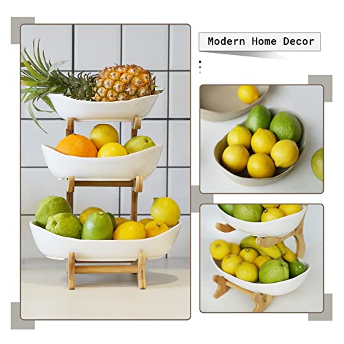 Mangoton 3 Tier Fruit Basket For Kitchen Counter,Ceramic Fruit Bowl,Large Fruit Bowls For Fruit And Vegetable Storage,Fruteros Para Cocina,Pottery #TOP2