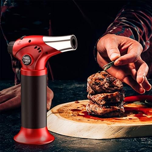 QIBOX Butane Torch, Culinary Blow Torch Lighter, Refillable Mini Kitchen Cooking Torch with Safety Lock & Adjustable Flame for BBQ, Creme Brulee, Baking, Crafts (Butane Gas not Included)