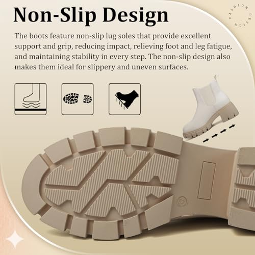 Chelsea Boots Women Short Boots for Women Dressy Ankle Boots Womens Platform Chunky Heel Boots for Women Fall booties Para Mujer Waterproof - Image 6