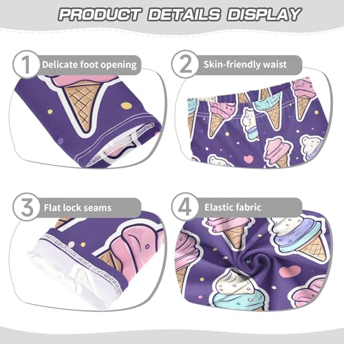 ALAZA Girls' Leggings Children's Yoga Pants Skinny Printed Dance Cartoon Ice Cream Purple Comfortable 4T2