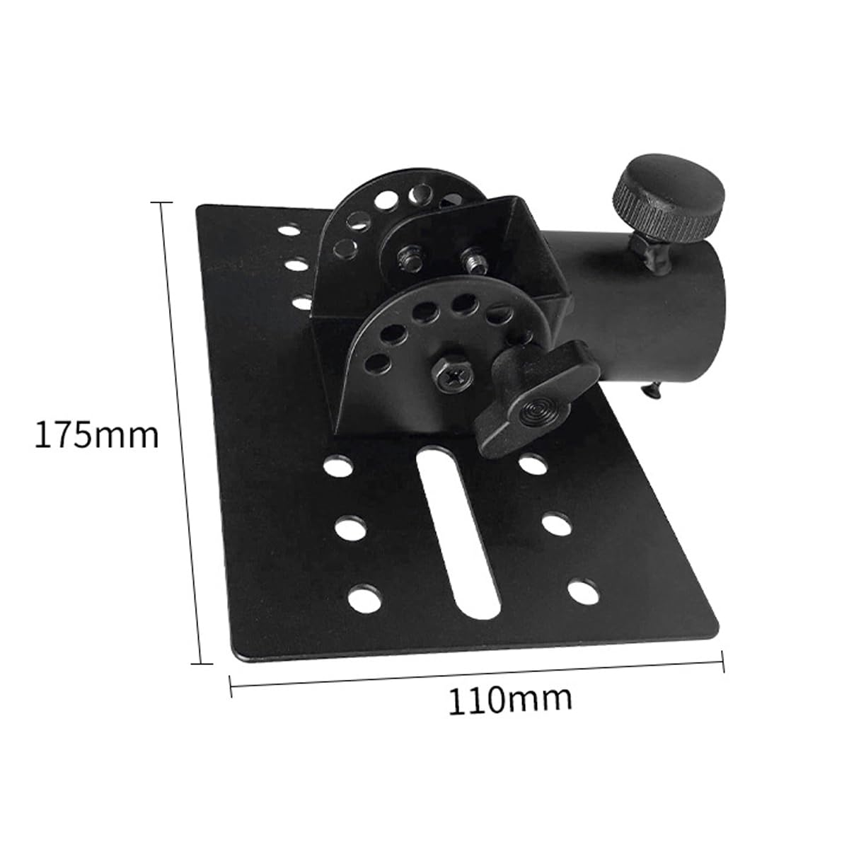 Plateau d'enceinte réglable en métal, support 35 mm, base 175 x 110 mm, angle réglable à 90 degrés, capacité de charge 60 kg, noir