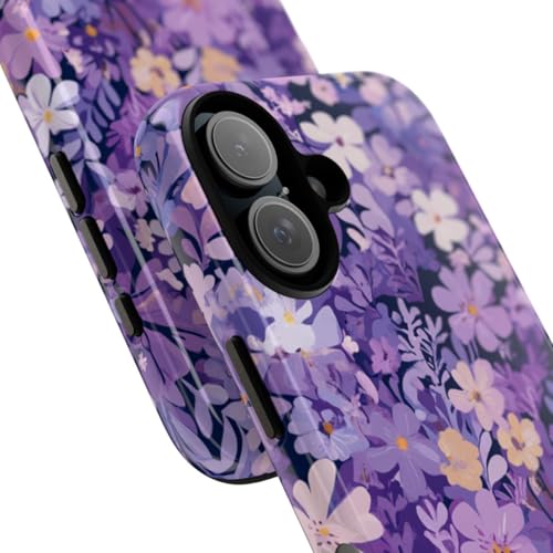 Coque iPhone 16 motif floral violet brillante pour briser la monotonie