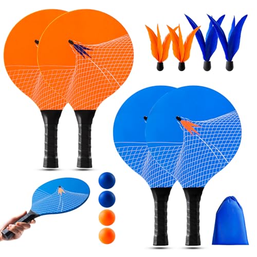 U&C Planet Beach Paddle Ball Set, Badminton Rackets, Family Game for Kids and Adults, Indoor Outdoor Game Backyard Park Camping Yard for Boys, Girls All Ages