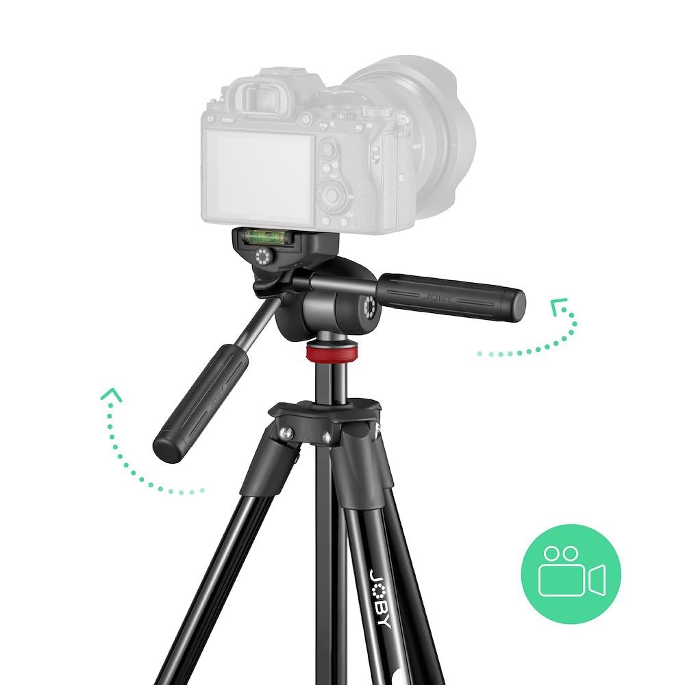 JOBY Compact Advanced Kit, Kamera-/Smartphone-Stativ mit 3-Weg-Kopf, Schnellwechselbefestigung ¼-20 ", Smartphone-Halterung, Tragetasche, DSLR, spiegellose Kamera, Farbe: Schwarz, Tragkraft 3 Kg