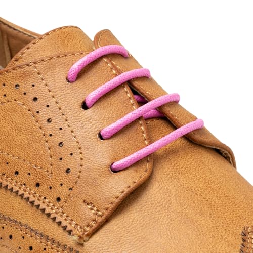 Image of Handshop 3 Pairs Dress Shoe Laces | 3 /32 inch Thin Round Waxed Shoelaces | Polished waxed sheen, tightly woven cotton, secure tie, for oxfords, derbies and chukka boots, 23 inch-63 inch sizes and 15 colors