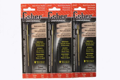 3 Pack of Red Fine Point Fisher Space Pen UNIVERSAL Refills