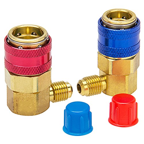 big-autoparts R134A AC Manifold Gauge Conversion Kit High/Low Quick Manifold Adapter Fitting 1/4 Inch Air Condition Coupler,2 Pack