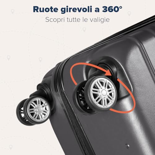 Trvlmore Set Valigie Rigide - Valigia Da Stiva - Set Valige - Valigia Da Viaggio - Set Valigie Set Trolley - Set 3 Valigie - Tris Valigie - Grigio - 3