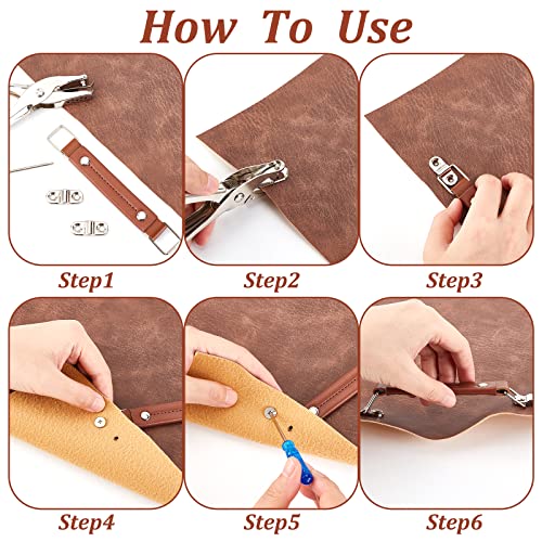 Image of WADORN 6 Pack Leather Luggage Part Handle, 5.7 Inch Luggage Handle Pull Repair Replacement Luggage Case Handle Grip for Suitcase Password Box Spare Carry Strap Short Briefcase Handle, Brown
