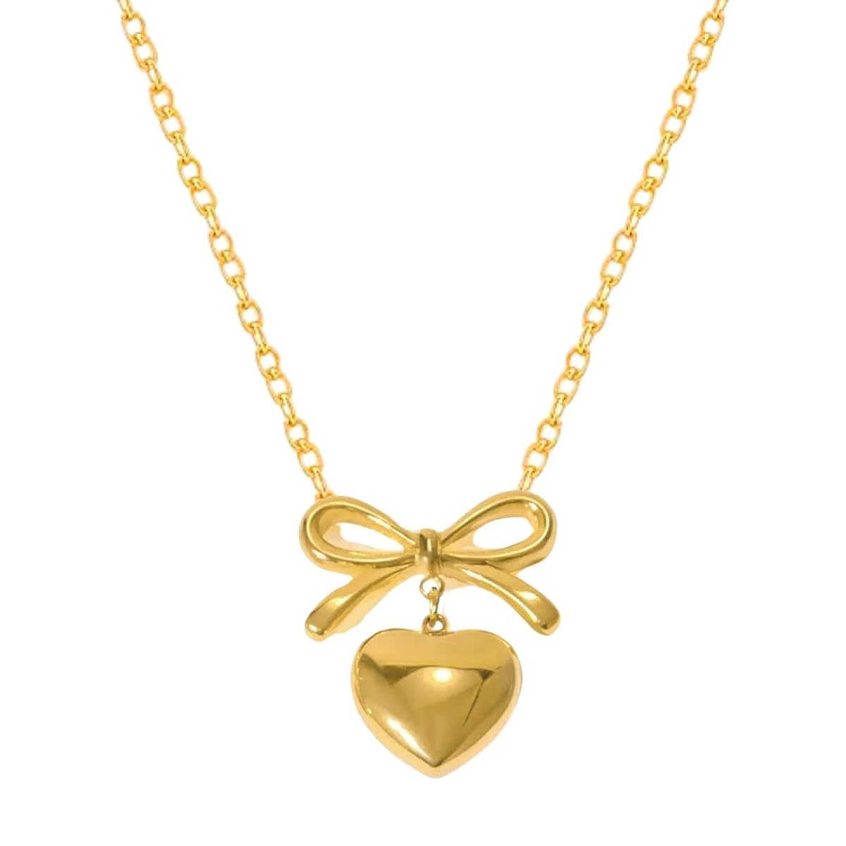 SALVE Bow Heart Drop Locket for Girls Pendant for Women Stylish | Korean Chain