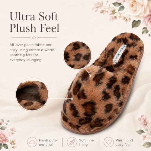 Image of Laura Ashley Ladies All Over Plush W /Memory Foam Slippers