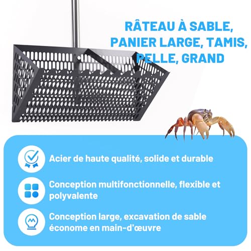 Outil léger pour plage et animaux éliminant les débris de sable facilement