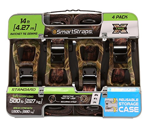 SMARTSTRAPS 1958 W Handle 4-Pack 14' Ratchet Straps CamoX Tie Down Camo Webbing (1,500lb)
