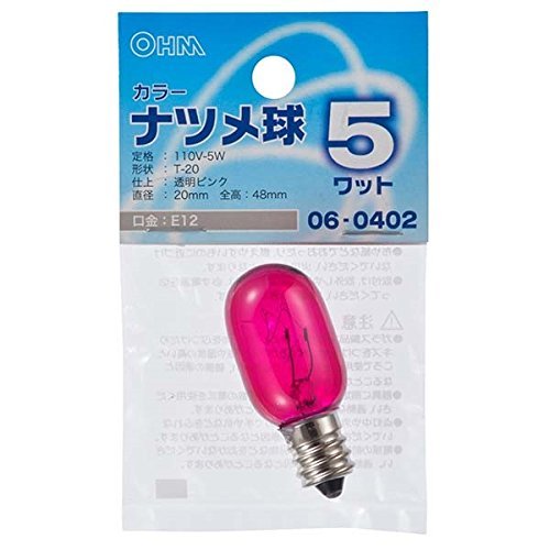 (未使用･未開封品)　OHM　カラーナツメ球　5W/T-20/E12　クリアピンク　LB-T205-CP wyeba8q Amazon | オーム電機 カラーナツメ球 クリアーピンク LB-T205-CP 06