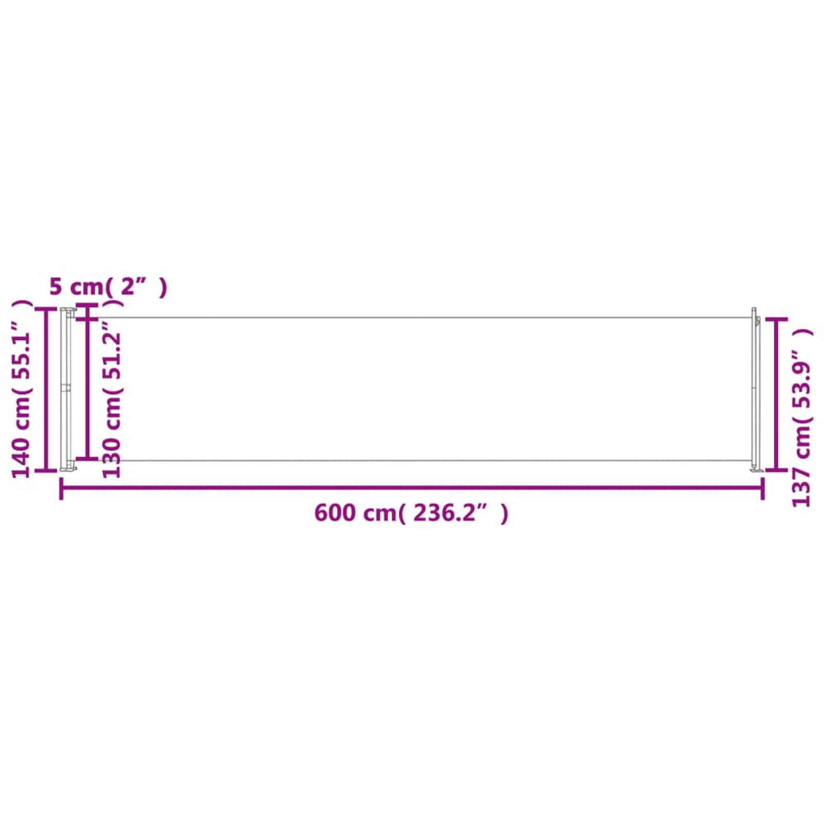 ShGaxin Einziehbare Seitenmarkise für Patio, Markisen für den Außenbereich, Terrasse, Markise für Wohnwagen, Sommer, Markise für Balkon, cremefarben, 140 x 600 cm