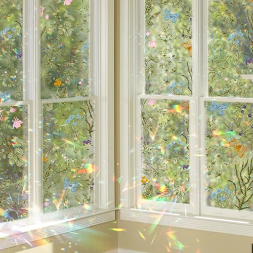 ChicSkin Rainbow Window Privacy Film, Watercolor Stained Glass Window Film No Glue,Non-Adhesive Decorative Glass Film for Bedroom Living Room Kitchen Bathroom Offices, Spring Flowers 100x43cm - Cosy Home Interiors ChicSkin Rainbow Window Privacy Film, Watercolor Stained Glass Window Film No Glue,Non-Adhesive Decorative Glass Film for Bedroom Living Room Kitchen Bathroom Offices, Spring Flowers 100x43cm - Image 6