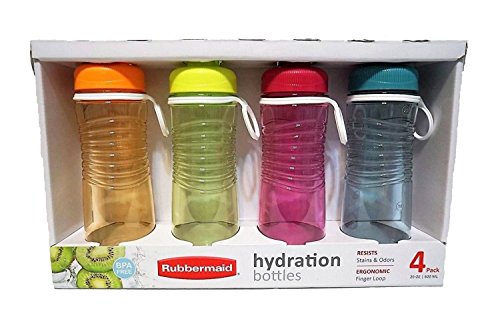 Rubbermaid Refill, Reuse 20-Ounce Hydration Chug Bottle, 4 pack 
