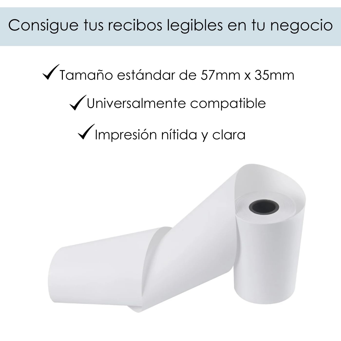 MERCURY TEXTIL- Rollos de Papel Térmico de 57x35x12mm para todos los TPV, Datafonos, Tickets e impresoras térmicas, Impresión Duradera y Clara sin Bisphenol-A (60 rollos)