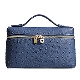 Rejolly Crossbody Bag for Women Small Pouch Top-Handle Leather Bag Designer Shoulder Handbag Quiet Luxury Trendy Purse Ostrich Navy Blue (Gold Hardware)