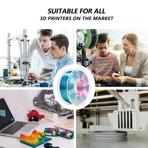 Image of iBOSS Silk PLA Plus Filament 1kg, 3D Printer Filament Tri-Colors Coextrusion PLA+ Filament 1.75mm, PLA PRO with Silk PLA Red-Blue-Cyan, 3D Printing Filament + /-0.02mm for 3D Printer