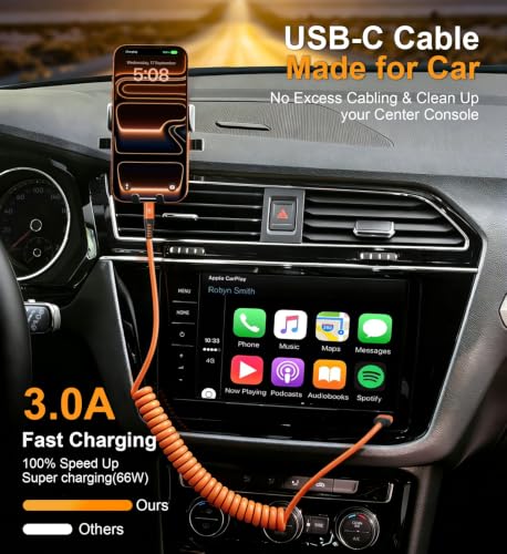 Image of Coiled USB A to USB C Cable for Car [3FT+6FT], USB to USB C Cable Fast