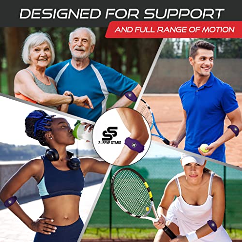 Sleeve Stars Tennis Elbow Brace for Women - Adjustable Tennis Elbow Strap, Golfers Elbow Brace for Men, Counterforce Brace for Tendonitis Relief, Fits 9"-23" (Single/Dark Purple) - Thumbnail 6