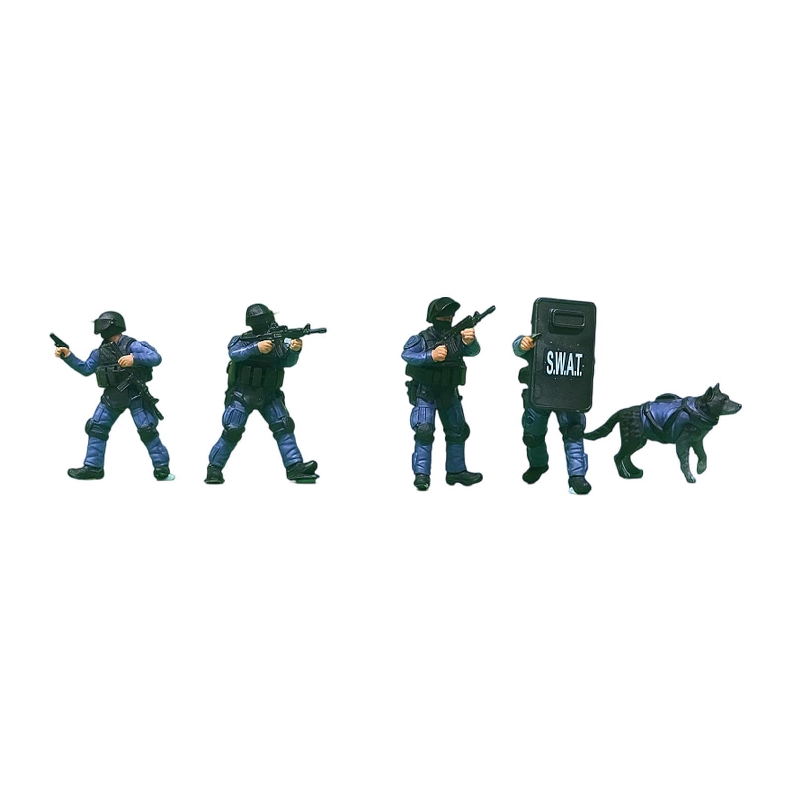 Soldatini Swat 1/64 Per Scenografie Diorami,Con Cane