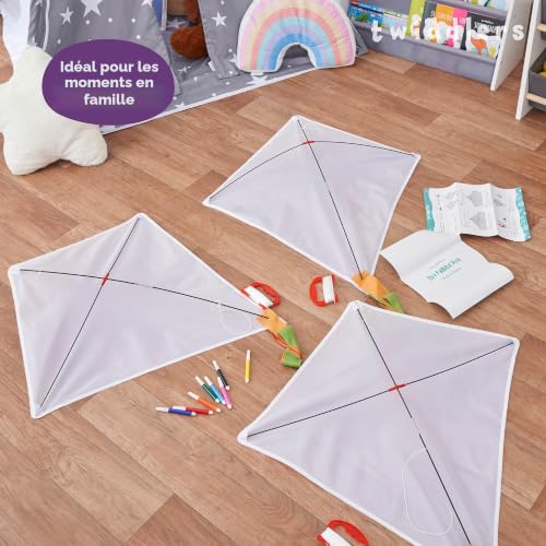 3 cerfs-volants blancs à colorier