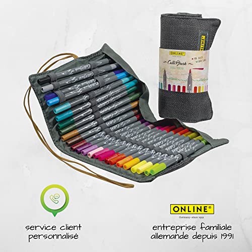 Parure Calli.Brush, set de 24 stylos feutre calligraphie avec deux côtés (côté calligraphie de 2 mm et côté pinceau flexible) pour handlettering/bullet journaling/écriture créative, en pochette - Image 7