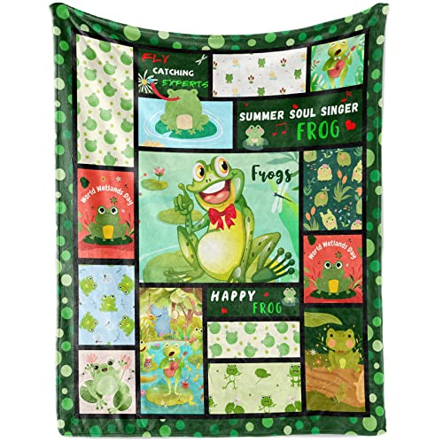 Cute Frog Blanket For Kids Soft Flannel Fleece Blankets Fluffy Cozy Fuzzy Frog Throw Blanket For Bed Sofa Couch Home Decor Frog Gifts For Women Girls Boys Adults 50"X60" #TOP1