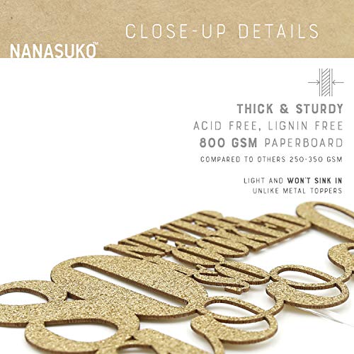 Nanasuko 80Th Birthday Cake Topper - 80 Never Looked So Good - Double Sided Gold Glitter - Premium Quality Made In Usa #TOP4