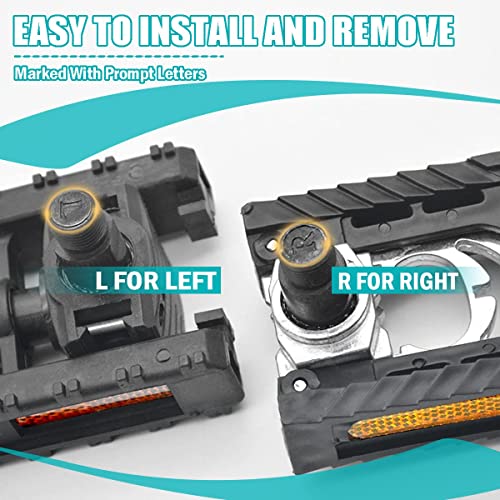 Bike Pedals, Folding Bike Pedals Universal 9/16'' With Reflective Strips | Aluminum | Non-Slip | Waterproof | Wide Flat Cycling Pedals For E-Bike, Urban Commute, Mtb Bikes #TOP6